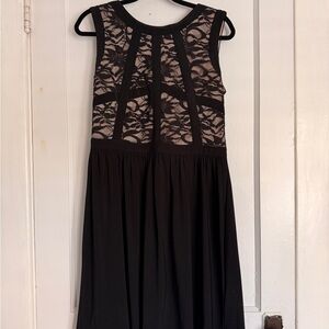 R&M Richards Black Lace-Overlay Midi Dress